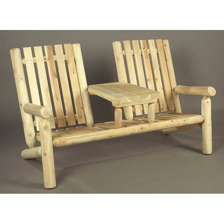 wooden tete a tete bench